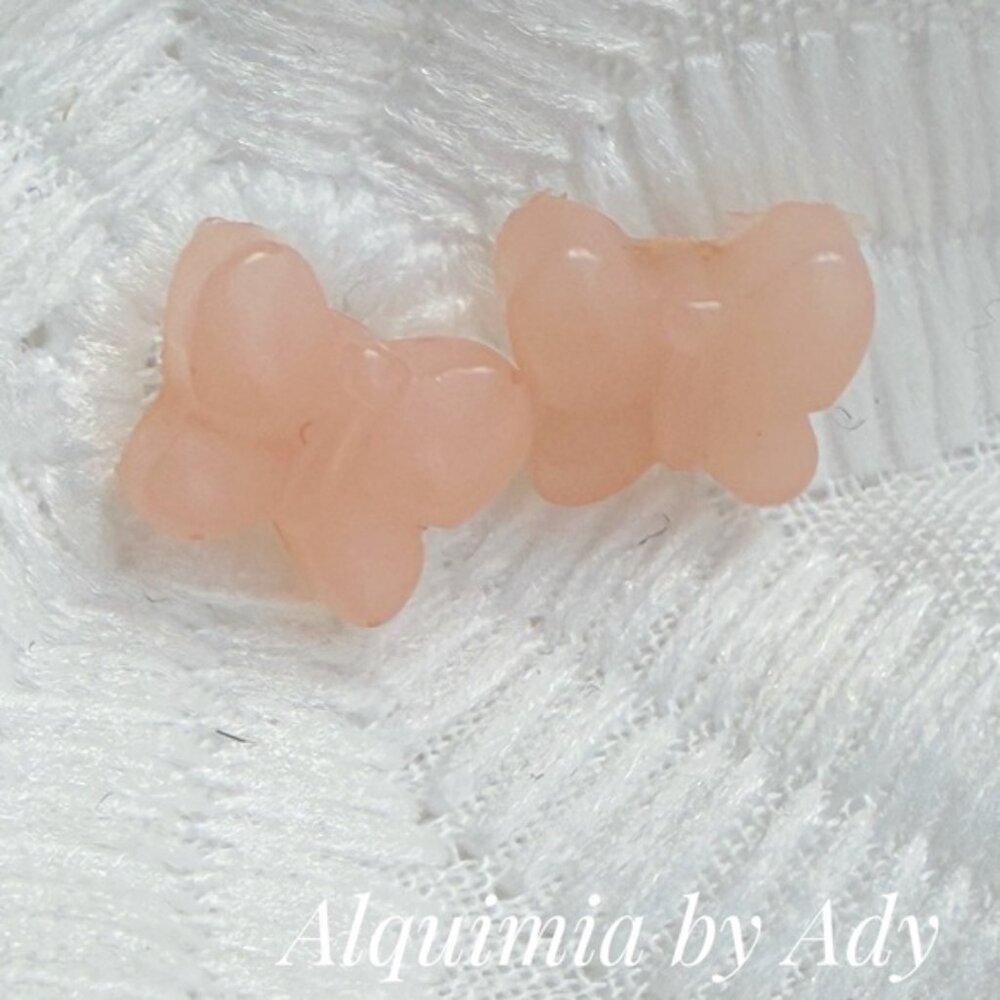Cute PEACH color acrylic GEL STYLE butterfly+ stud Earrings